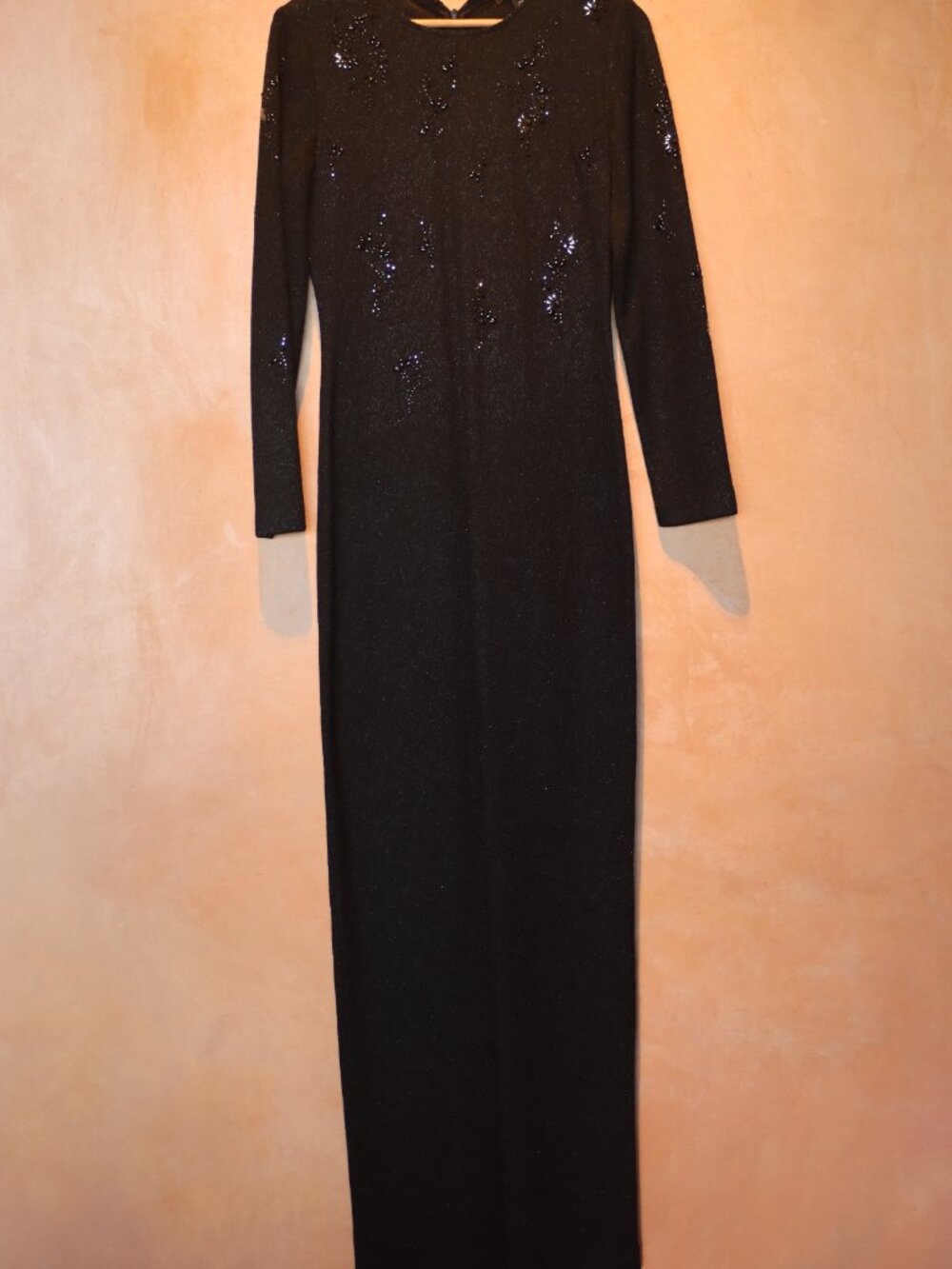 St. John Black Santana Knit Jewel Beaded Gown Size 6